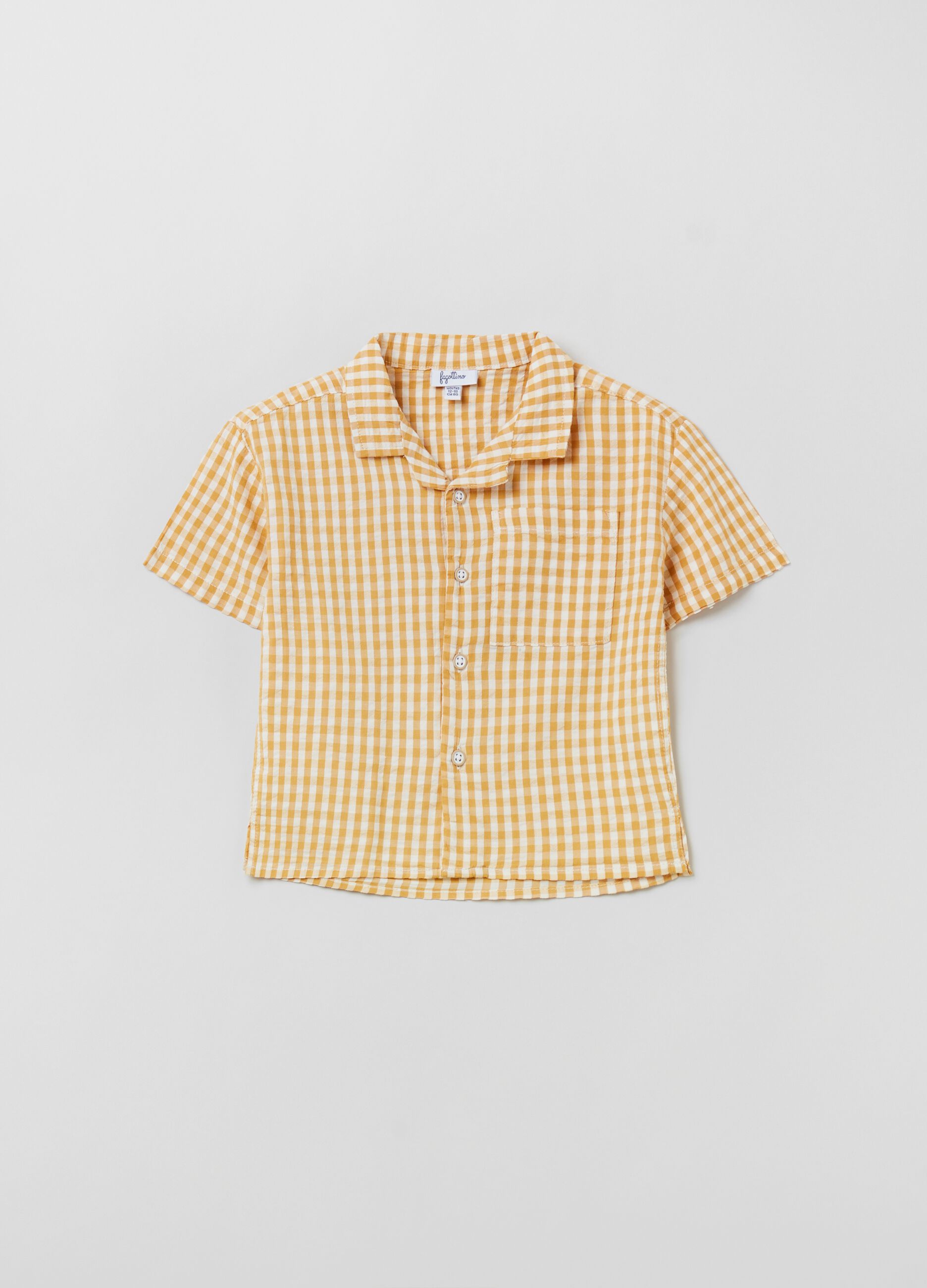 Seersucker shirt with gingham print_0