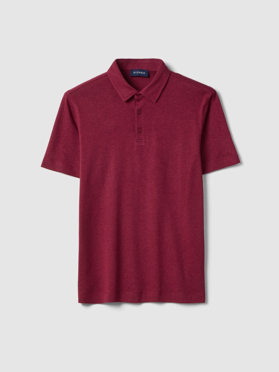 Red regular fit linen-cotton blend polo shirt_4