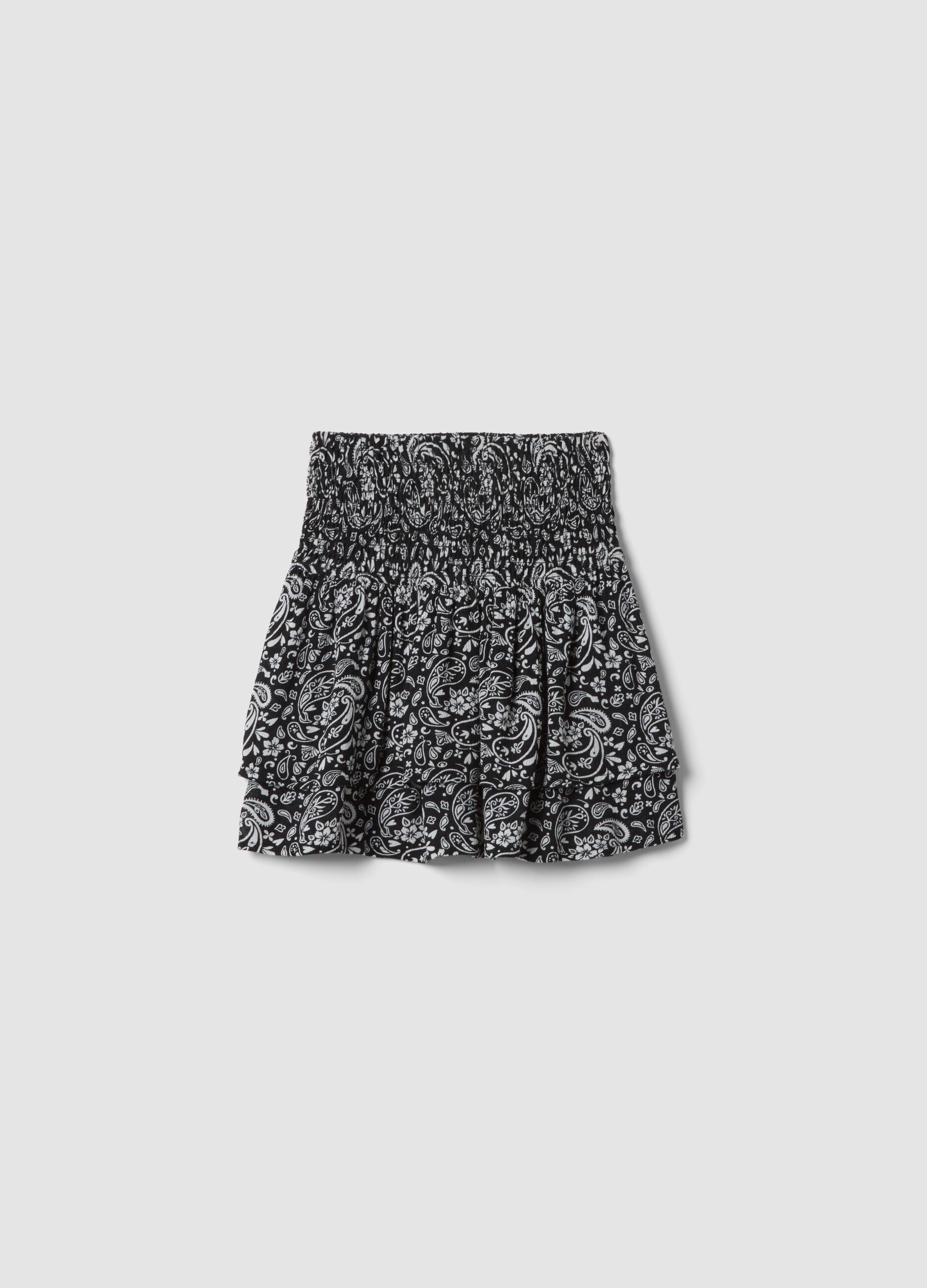 Girls&rsquo; multicolour pure-viscose mini skirt with paisley print