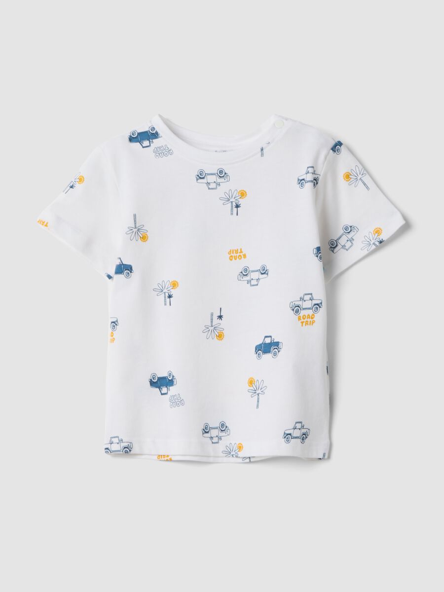 White organic cotton boys&rsquo; T-shirt with car print_0