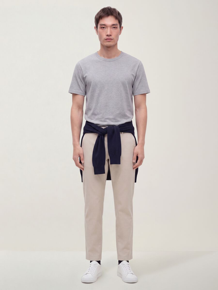 Grey pure cotton crew-neck T-shirt, relaxed fit_1