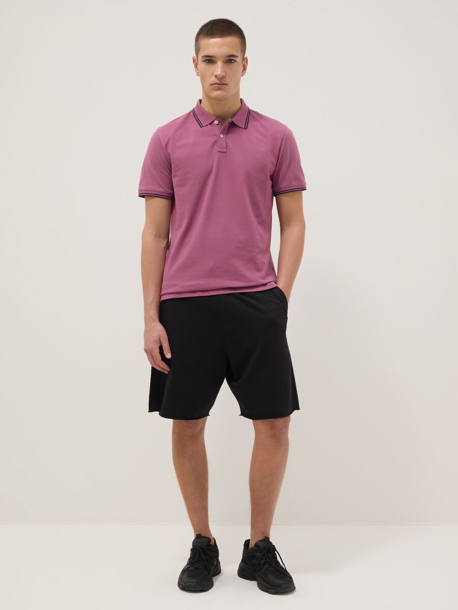Purple stretch cotton polo shirt, regular fit_1