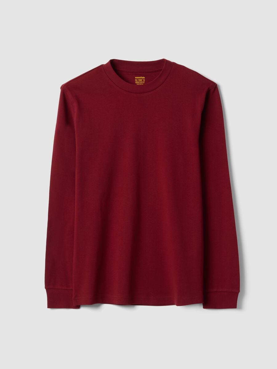 T-shirt rossa in puro cotone girocollo regular fit_0