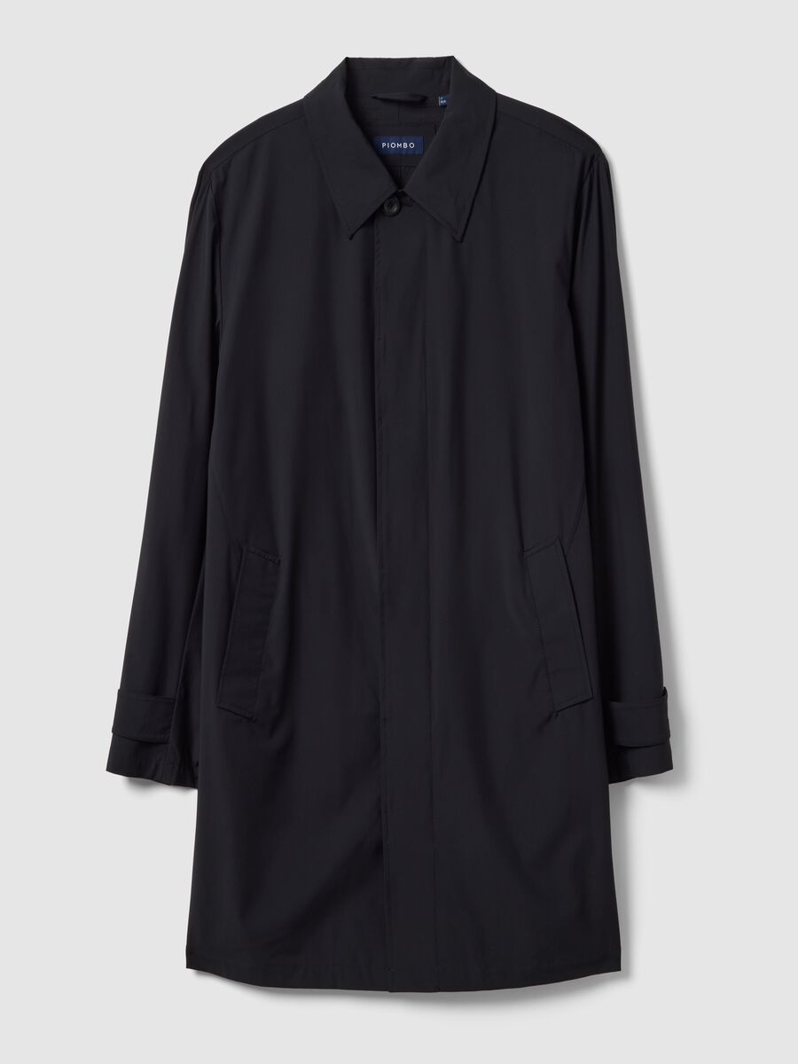 Long black trench coat regular fit with buttons_5