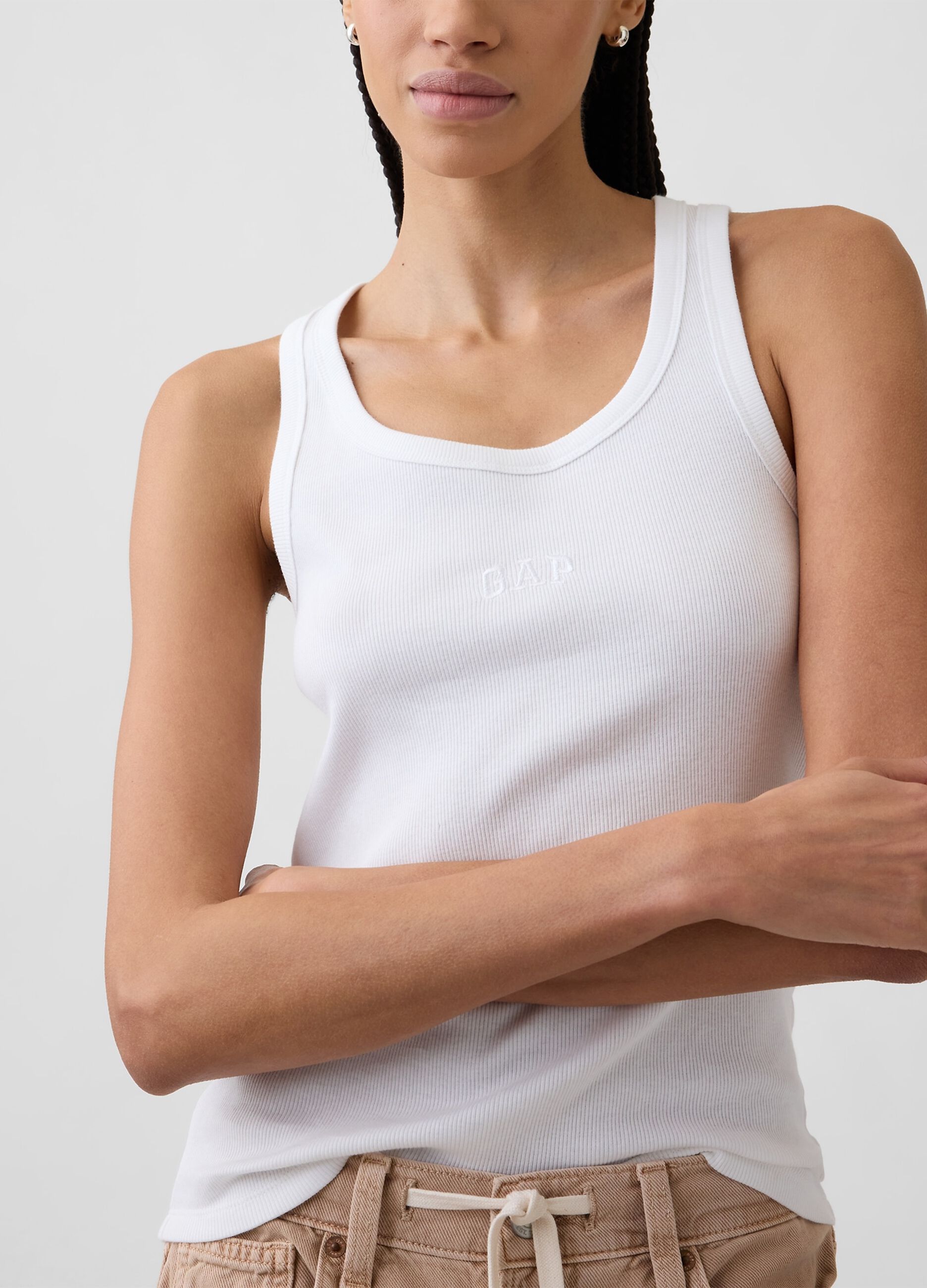 Stretch cotton tank top