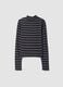 Brown striped stretch T-shirt with raised neck_2