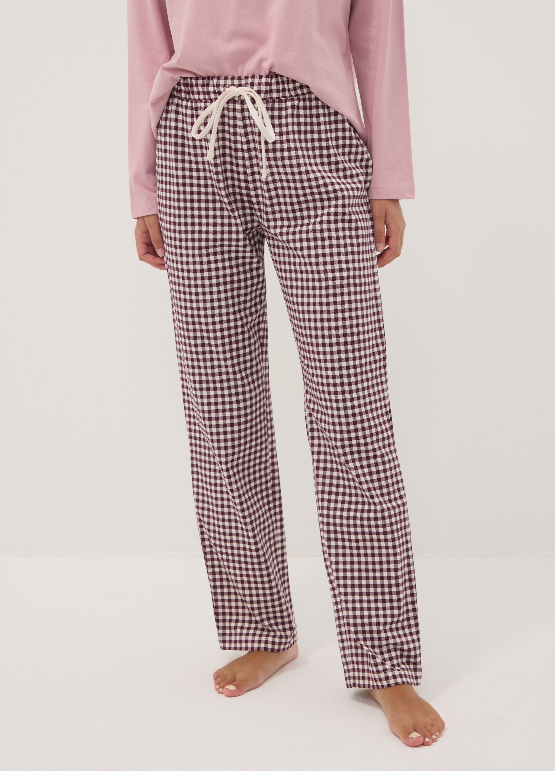 Pink pure organic cotton crew-neck pyjamas