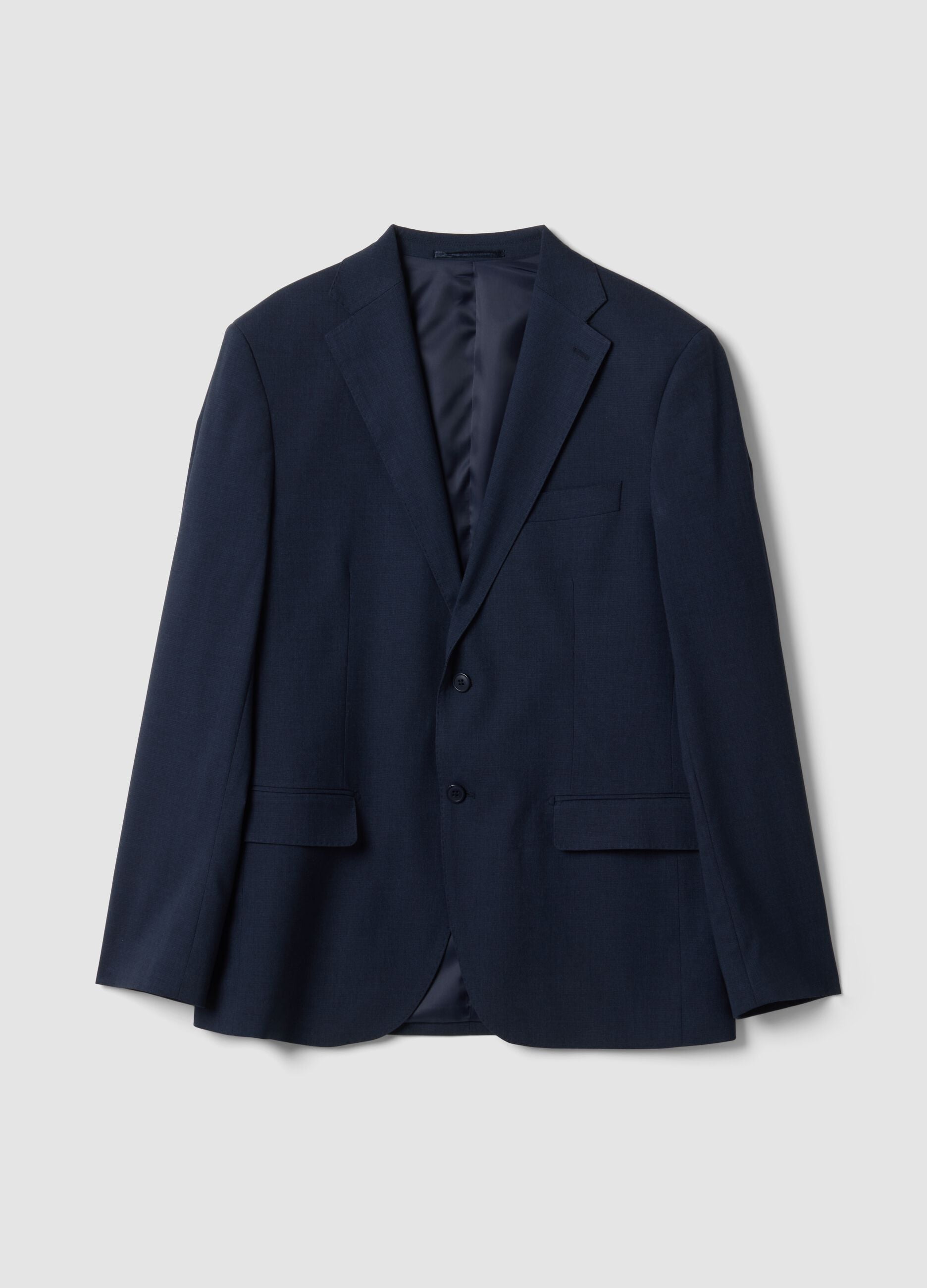 Blue lined stretch-viscose blazer
