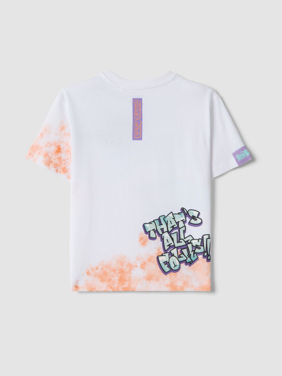 Kids' oversized fit pure cotton white T-shirt with Bugs Bunny_1