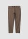 Brown slim-fit stretch cotton twill trousers_3