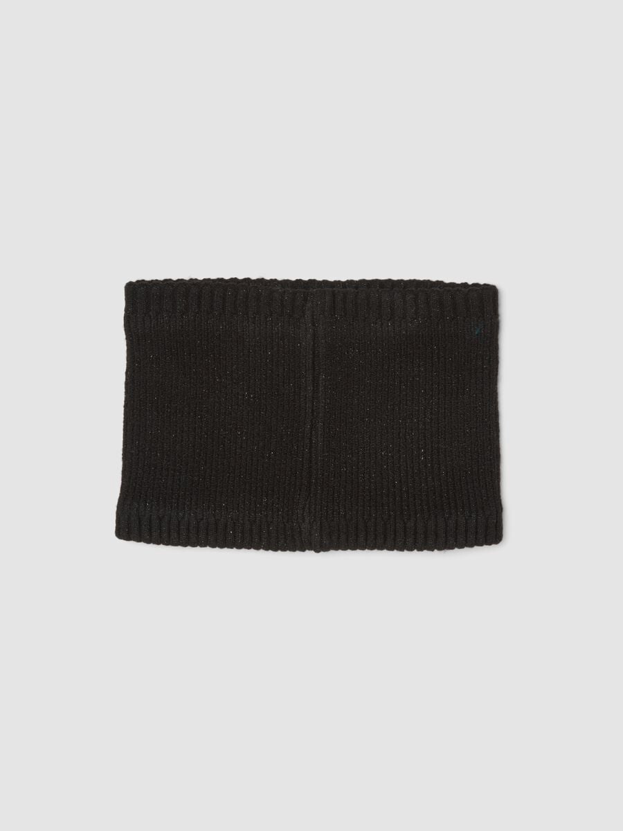 Black ribbed stretch-fabric scarf_1