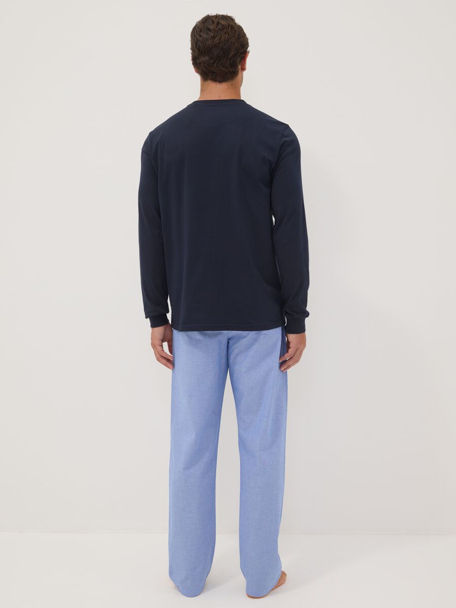 Brauner gestreifter Pyjama aus reiner Bio-Baumwolle, Regular Fit_2