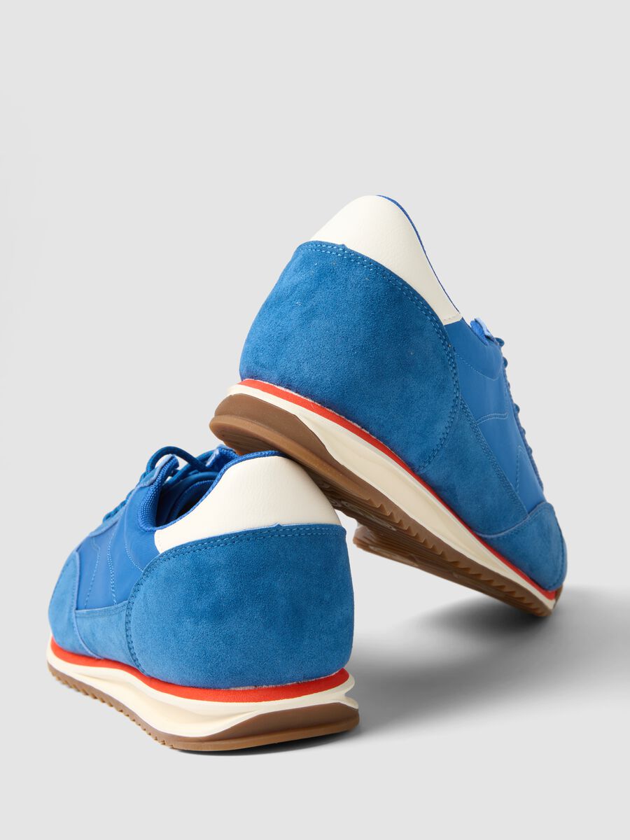 Blue genuine leather sneakers with lightweight sole_2