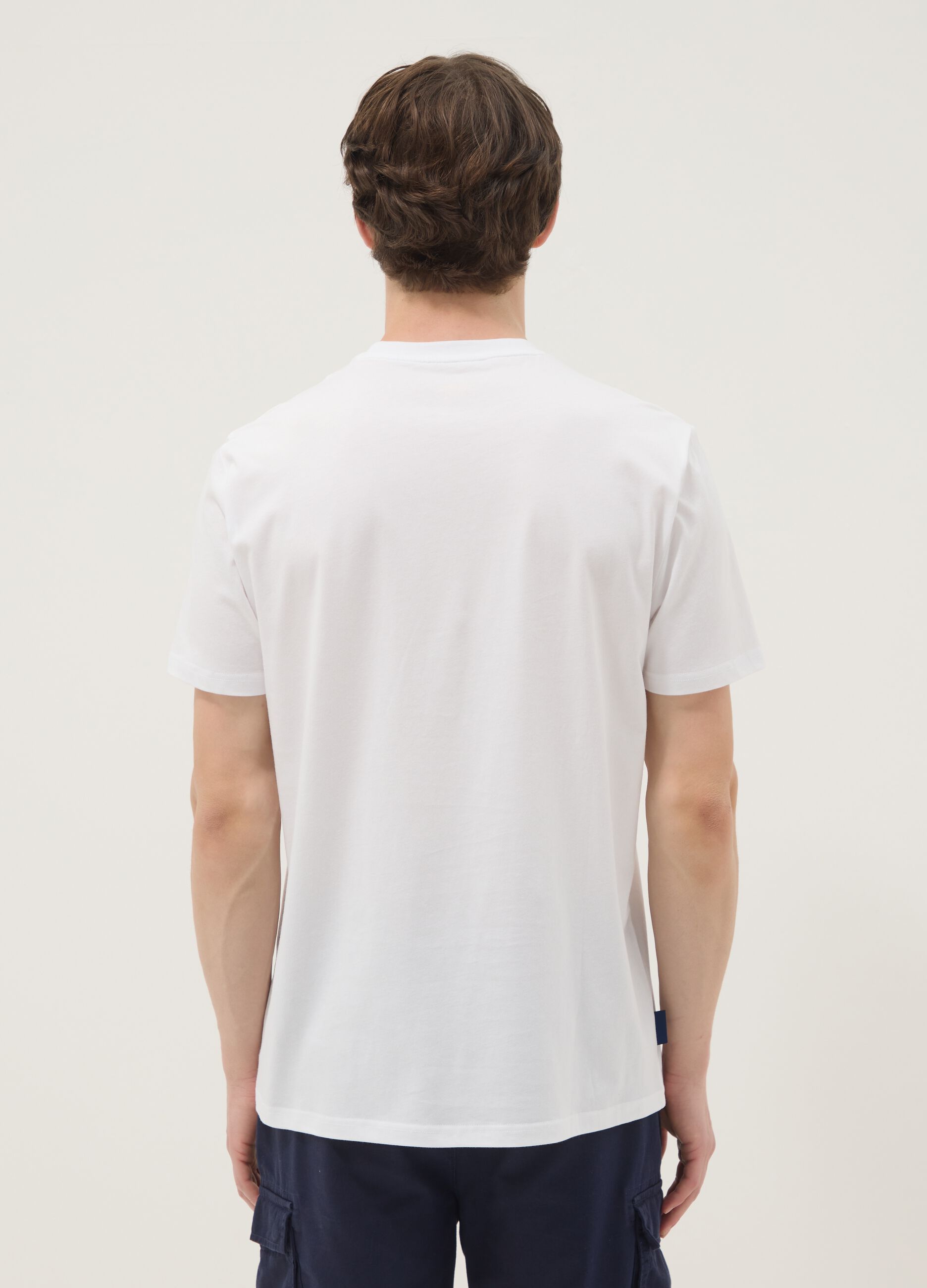 Weisses T-Shirt aus reiner Baumwolle mit Print, Regular Fit