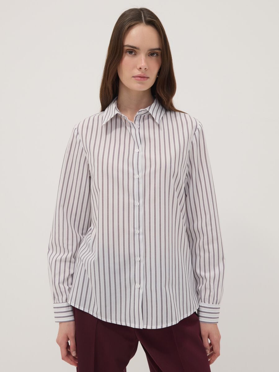 White striped long-sleeve slim-fit shirt_1