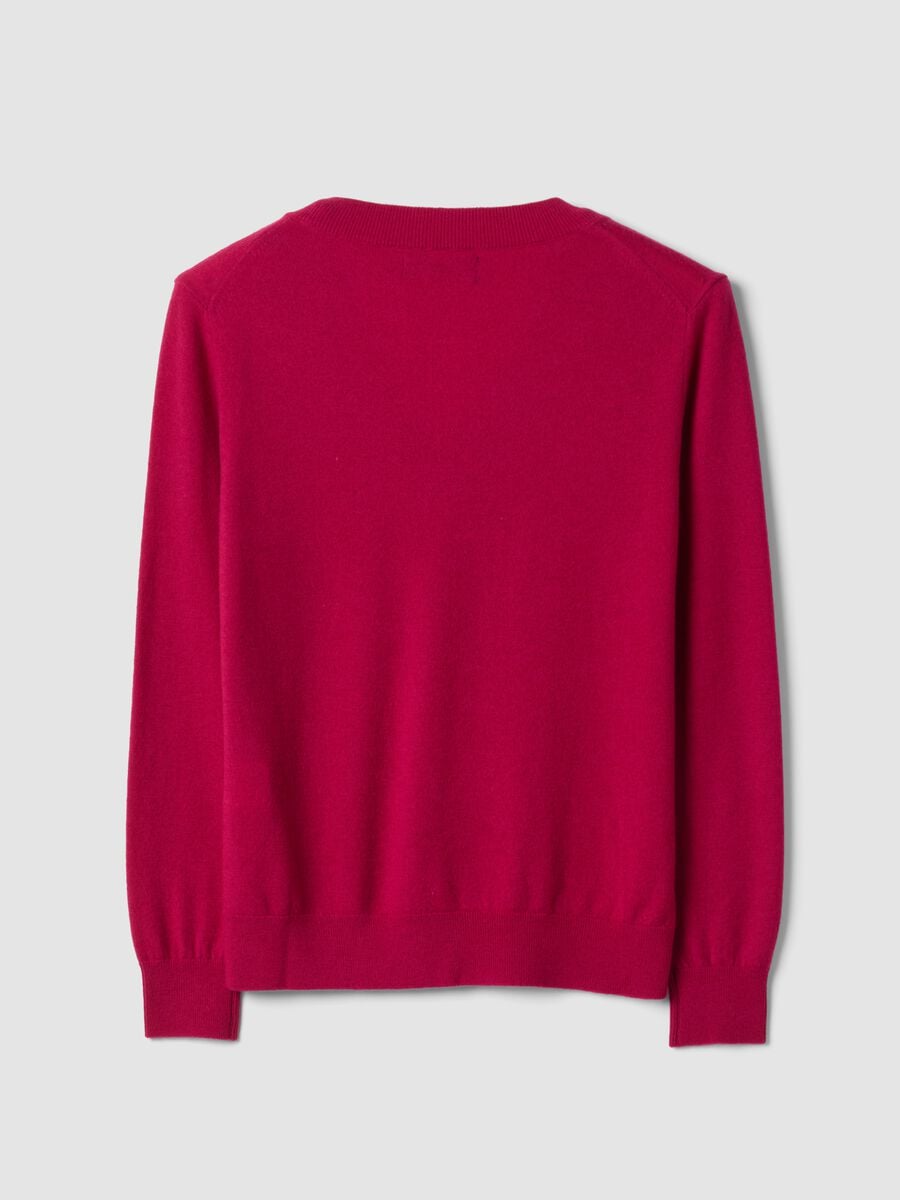 Red pure wool jumper with deep V-neck_6