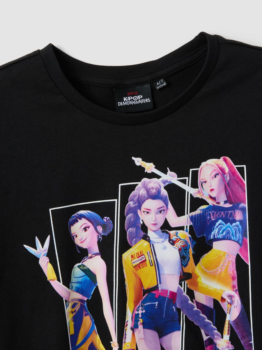 Girls' regular fit black pure cotton T-shirt with print_2