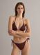 Brown triangle bikini bottoms in stretch fabric with purple trim_2