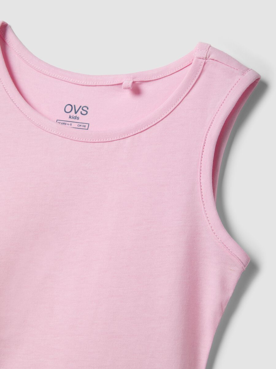 Girls' Sleeveless Pink Pure Cotton Dress - Regular Fit_3