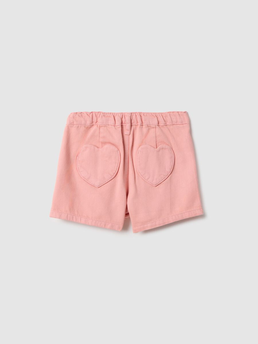 Pink pure cotton regular fit skirt with buttons for girls_1