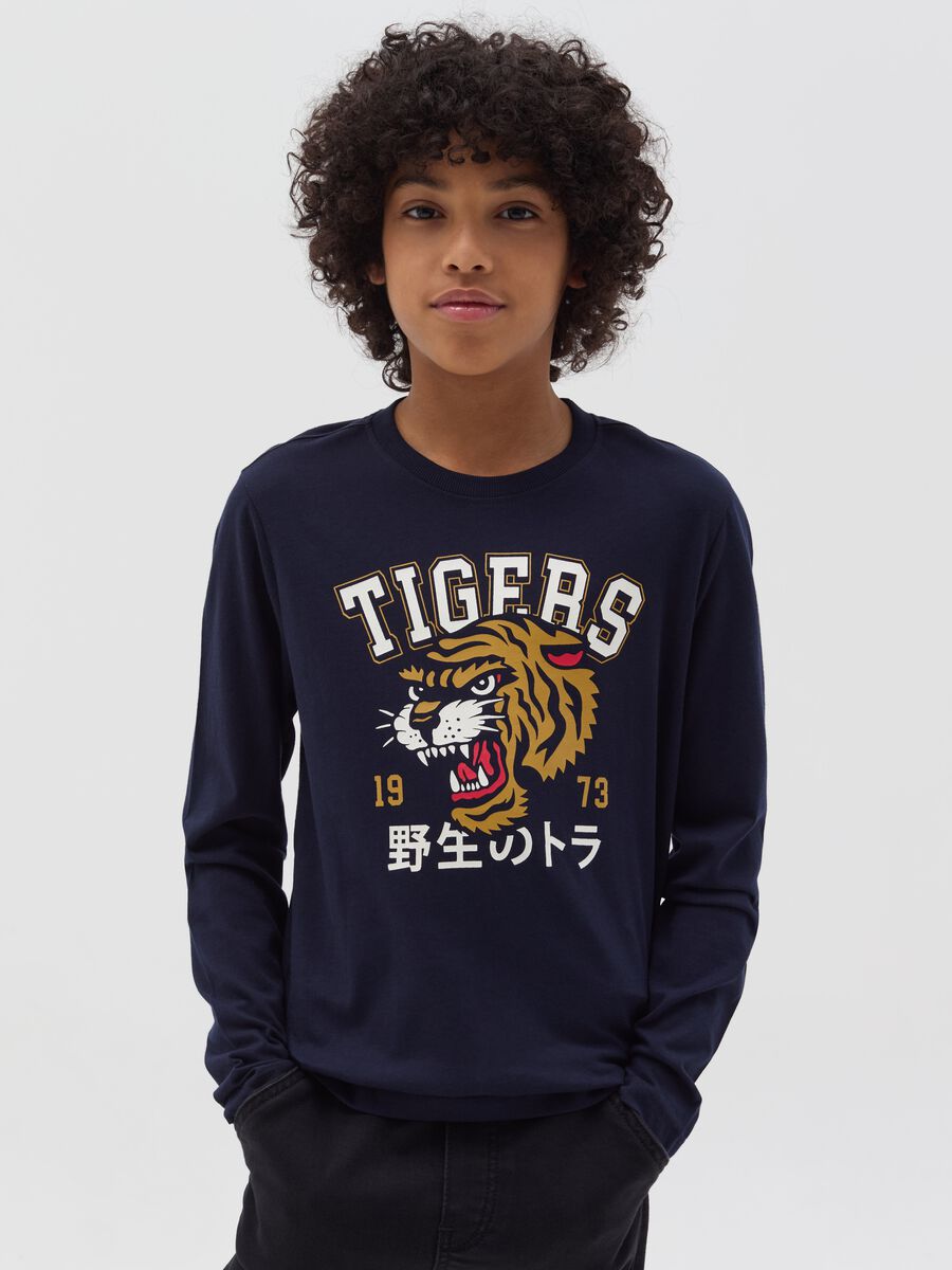 T-shirt with long sleeves and "Tigers 1973" print_0