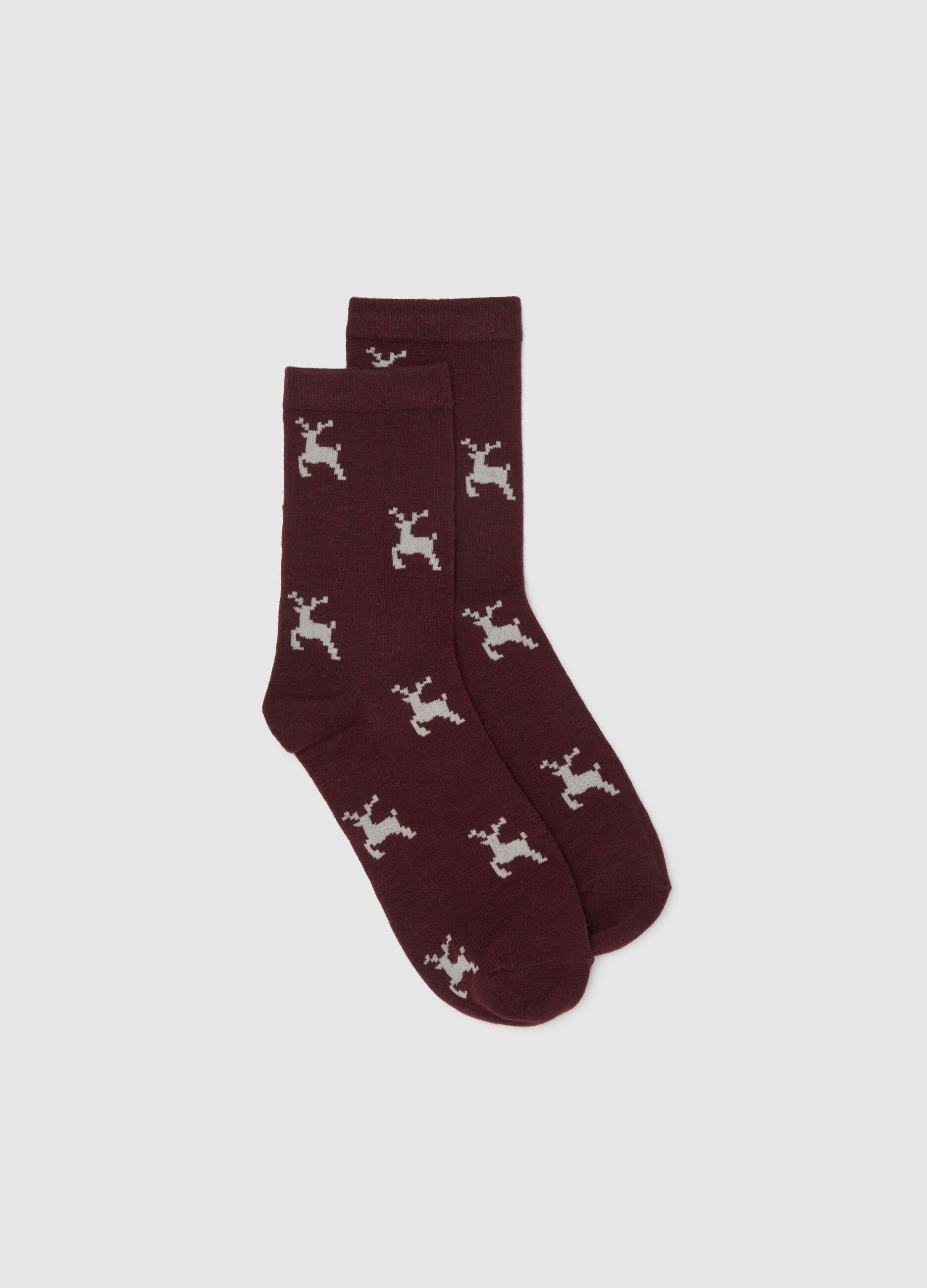 Short Red Socks with Christmas Decorations