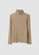 Beiger Pullover aus elastischer Viskose mit Rundhalsausschnitt, Regular Fit_0