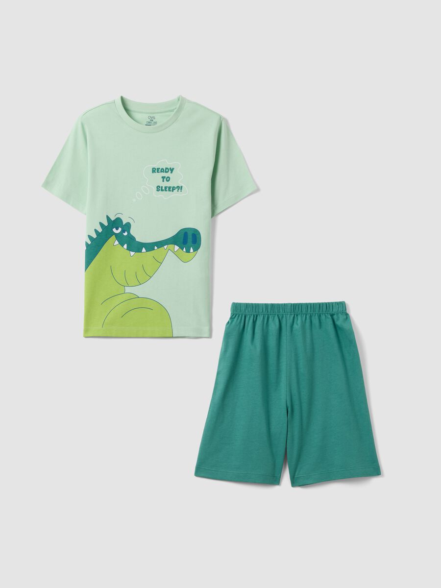 Children's green pure cotton pyjamas regular fit with print_0
