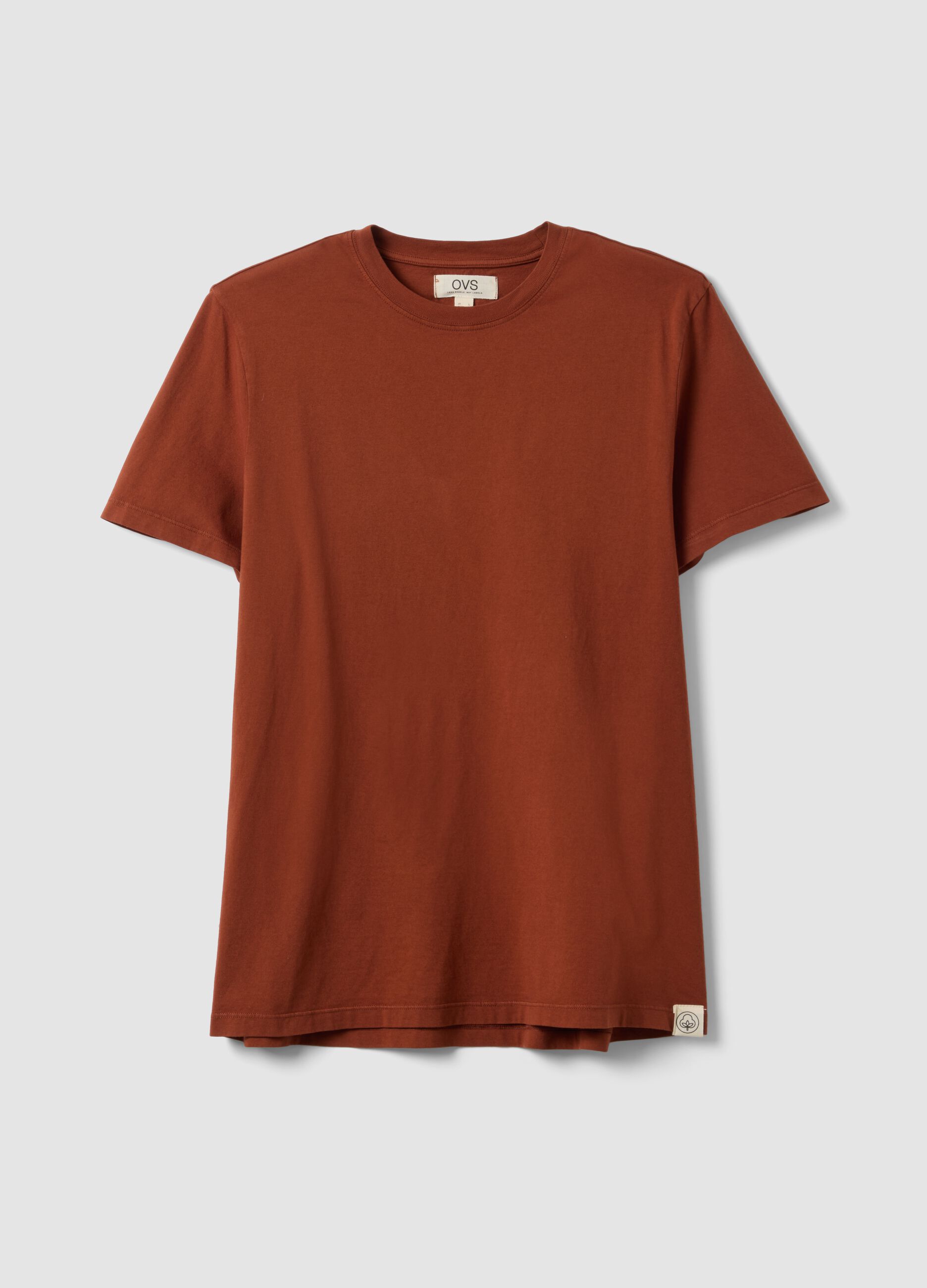 Red pure cotton regular-fit short-sleeve T-shirt