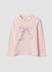 Pink pure organic cotton T-shirt with bow print for girls_0