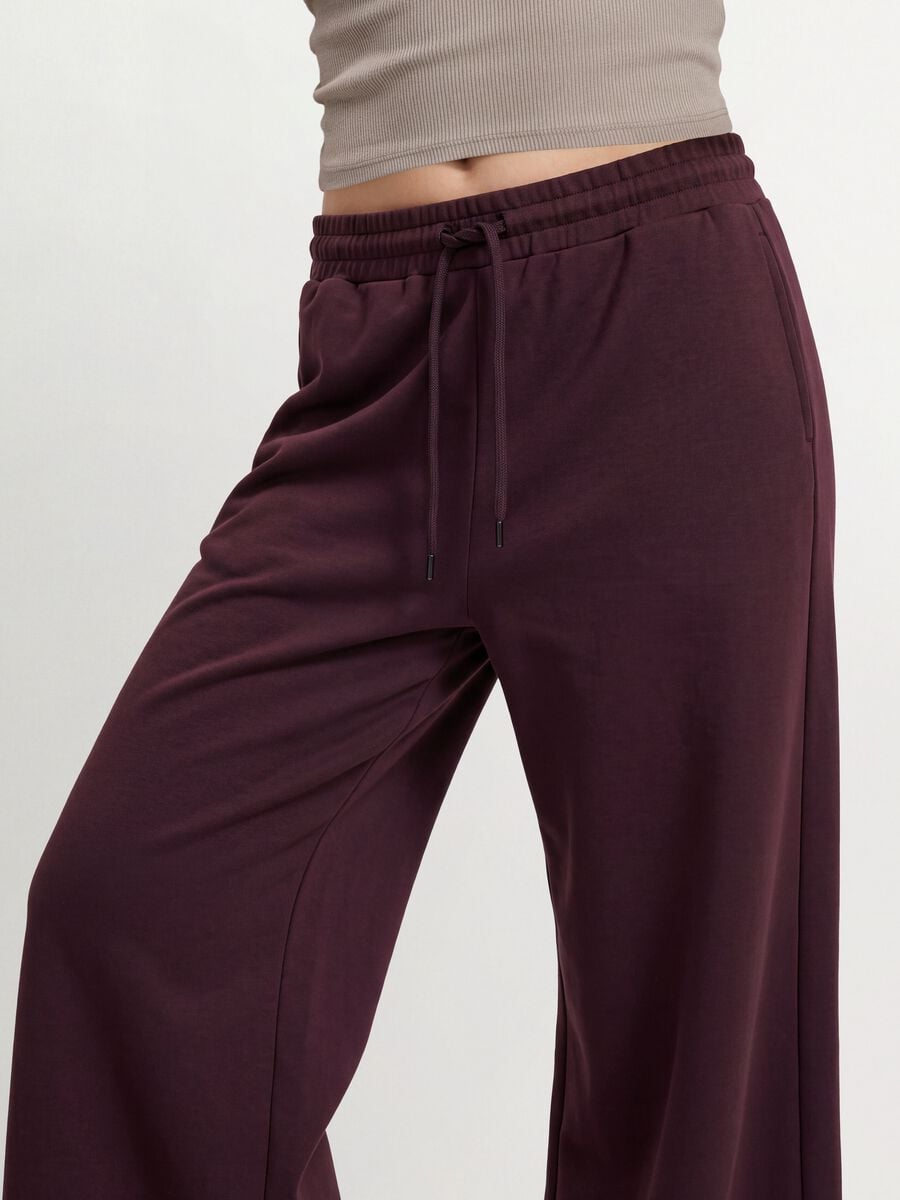 Violette Wide-Leg-Hose aus elastischem Modal mit Kordelzug_2
