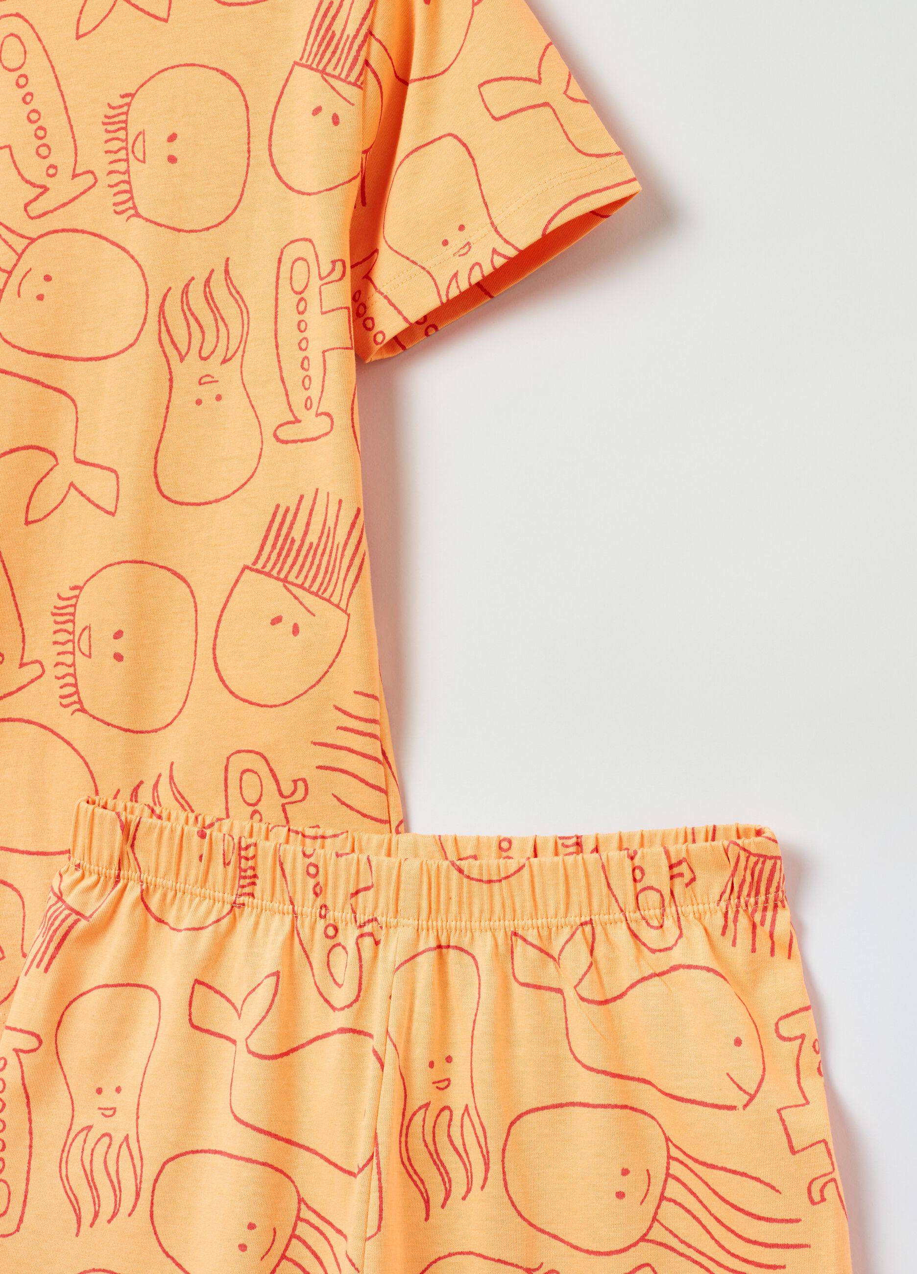 Cotton pyjamas with sea animals print