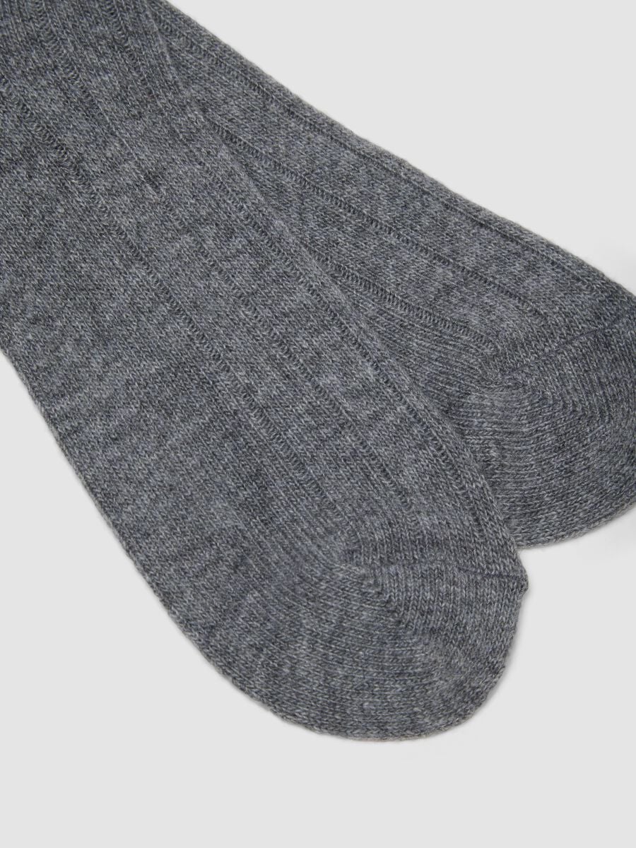 Calze midi grigie in lana, viscosa e cashmere elasticizzati_2