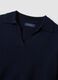 Maglia blu in pura lana con colletto polo_1
