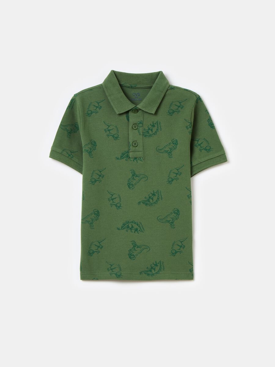 Cotton polo shirt with print_0