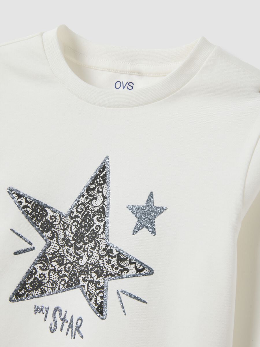 Girls&rsquo; grey organic cotton T-shirt with front print_2