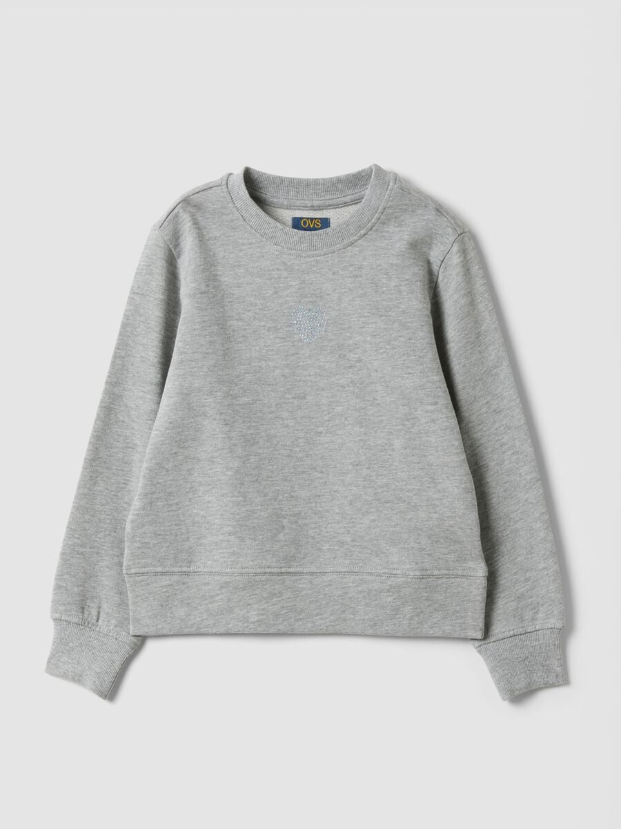 Grey pure cotton girls&rsquo; crew-neck sweatshirt with bow_0