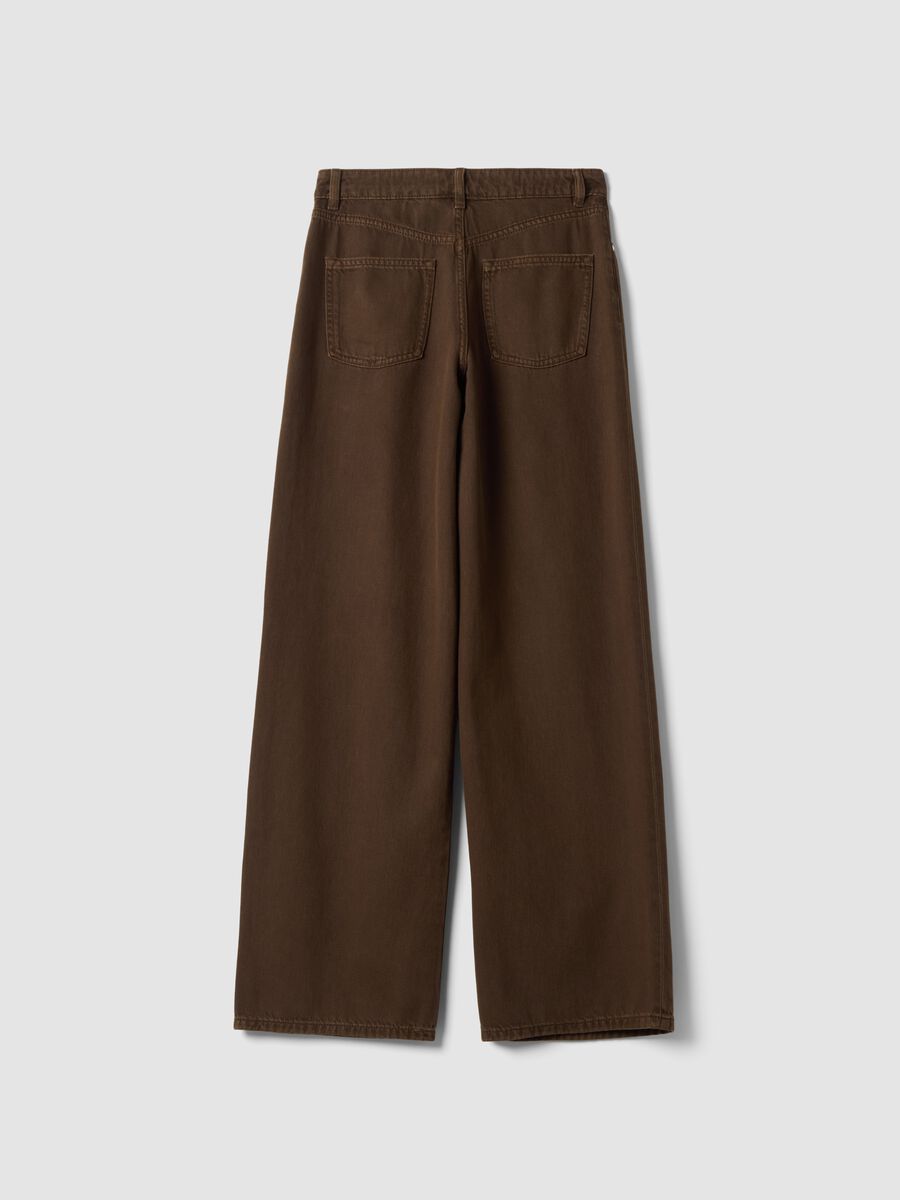 Braune High-Waist-Jeans mit weitem Bein aus reiner Baumwolle_6