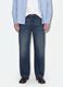 Jeans denim blu in puro cotone flare fit_1