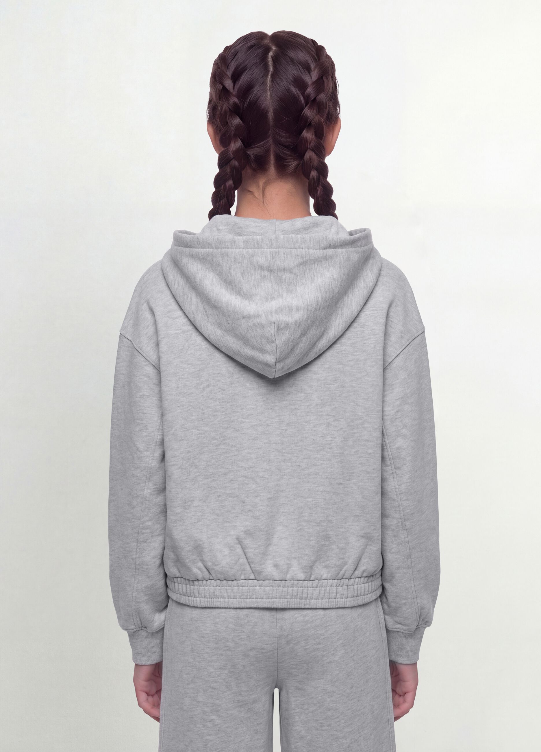 Grey organic cotton hooded sweatshirt