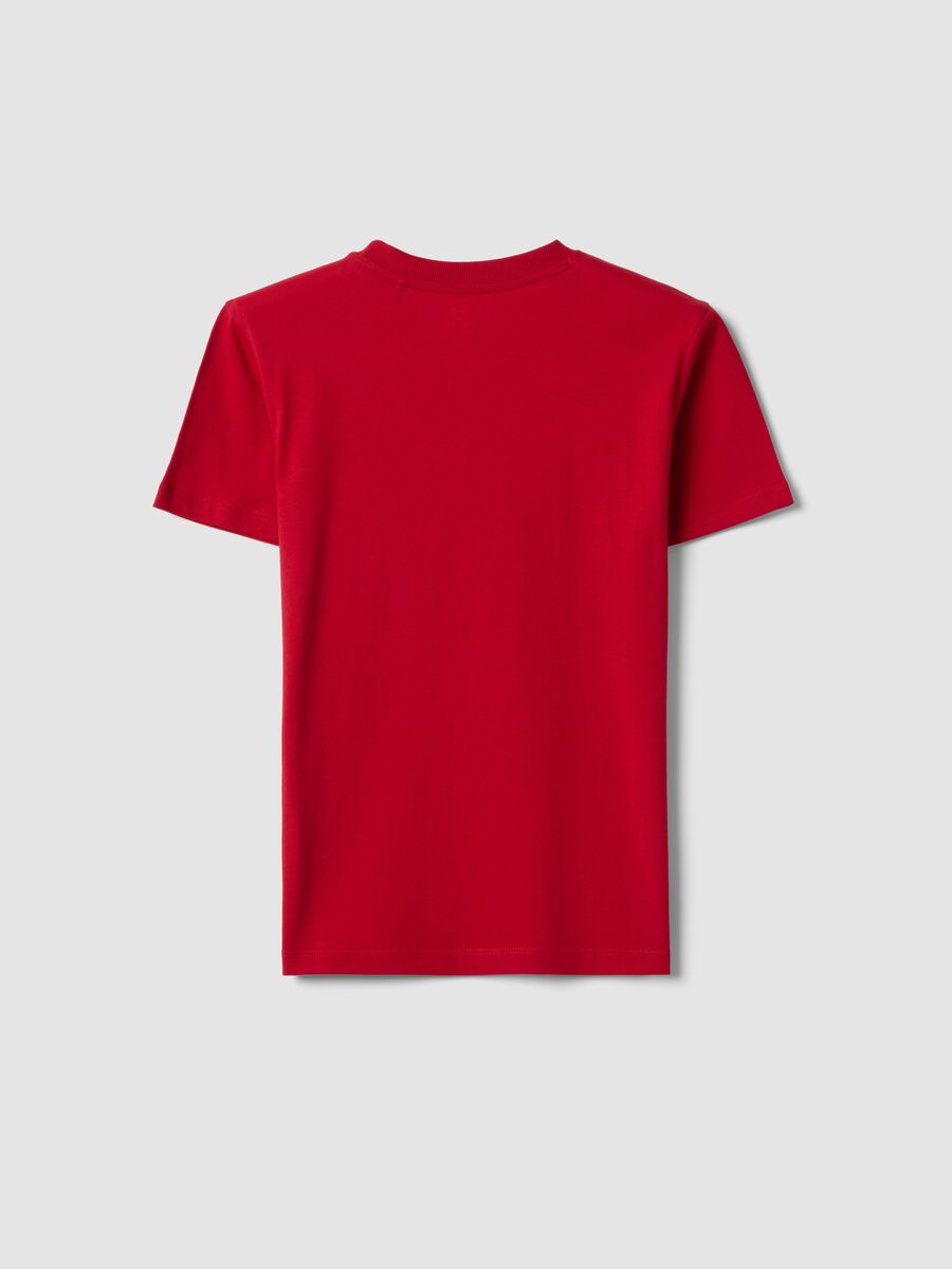 Boys' Regular Fit Pure Cotton Red T-shirt with Print_1