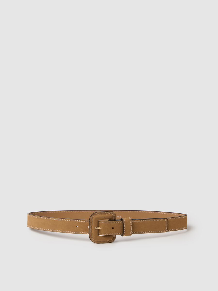 Beige belt with square buckle_0