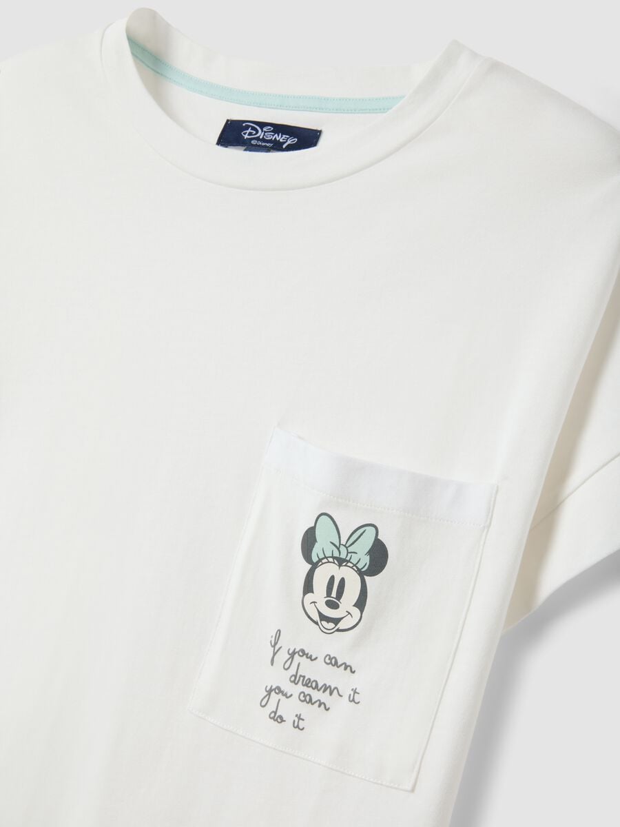 Camicia da notte bianca in puro cotone organico con stampa Minnie_6