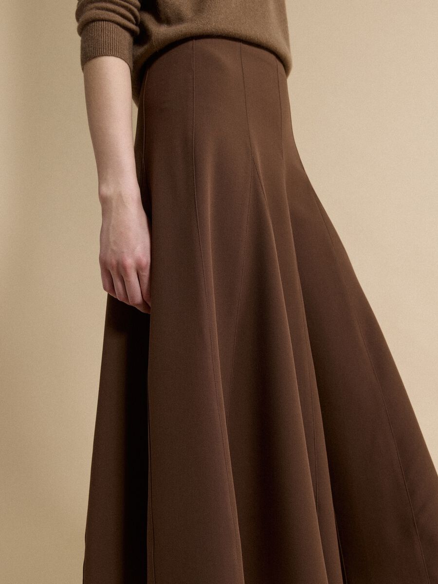 Brown stretch viscose skirt with regular waist_2