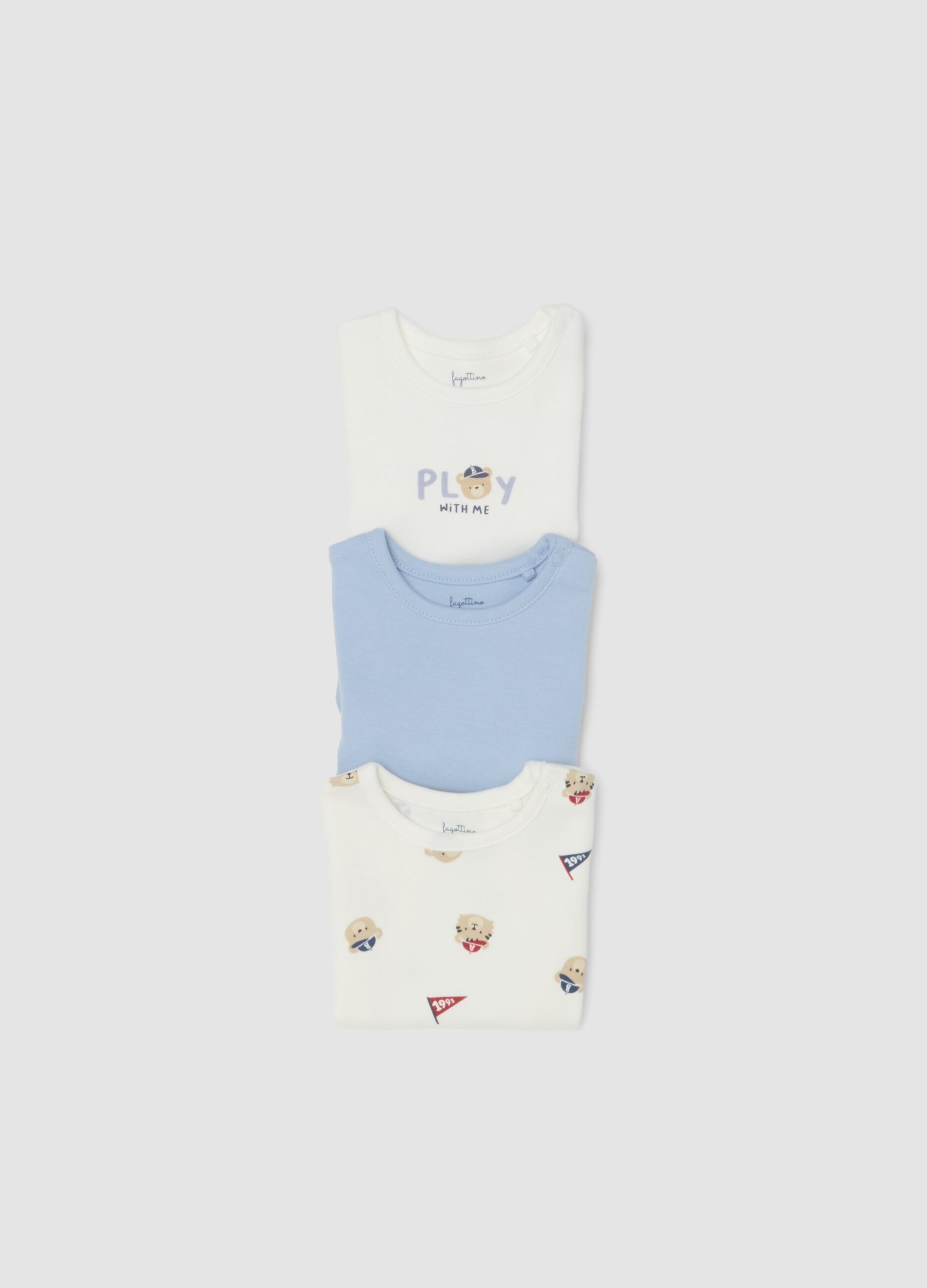 Pack de 3 bodies multicolor de algod&oacute;n org&aacute;nico puro para beb&eacute;