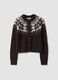 Brown jacquard wool-blend cardigan, regular fit_0