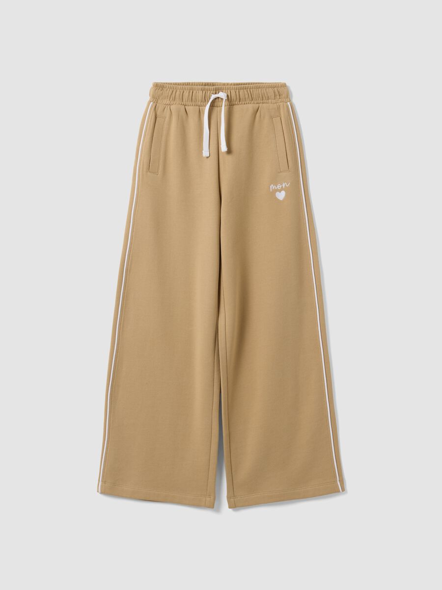 Girls&rsquo; beige wide-leg pure cotton trousers_0