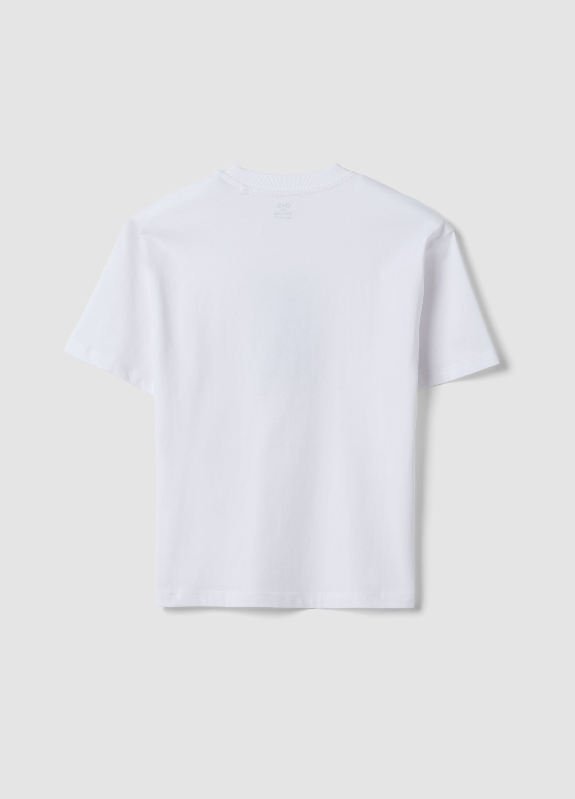 T-shirt bianca in puro cotone da ragazzo oversize fit con stampa