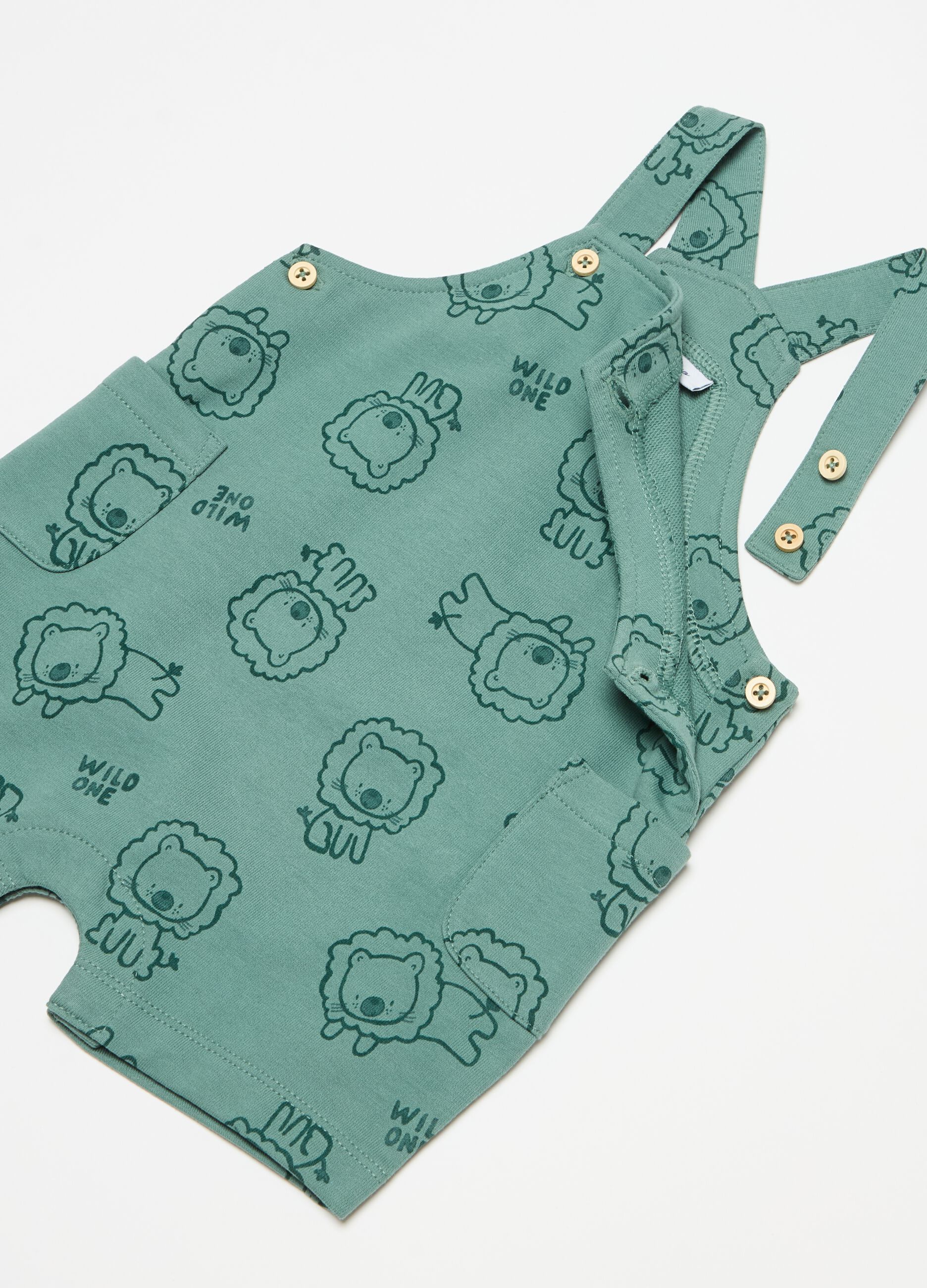 Organic cotton dungarees with print
