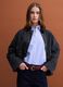 Blue cotton-blend parka with velvet collar_0